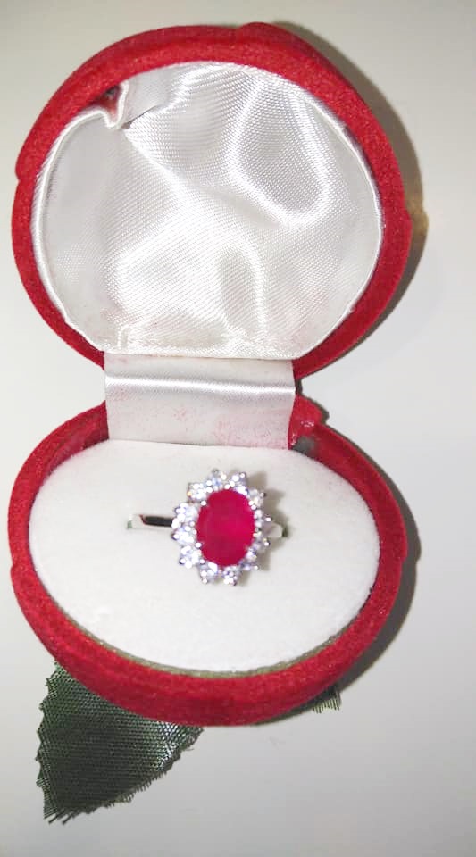 anillo rubÍ plata