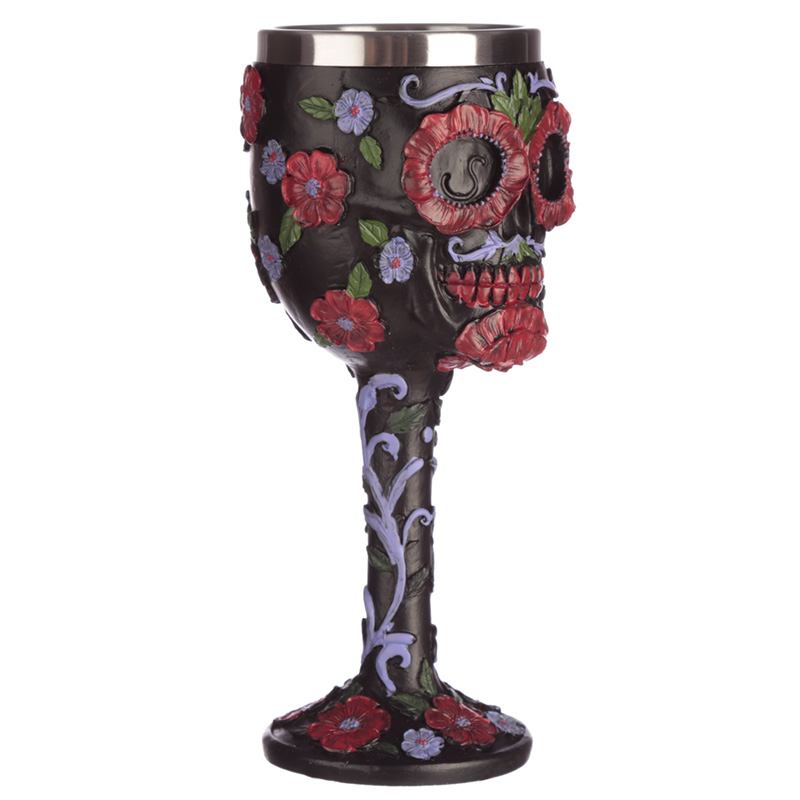 copa calavera mexicana negra