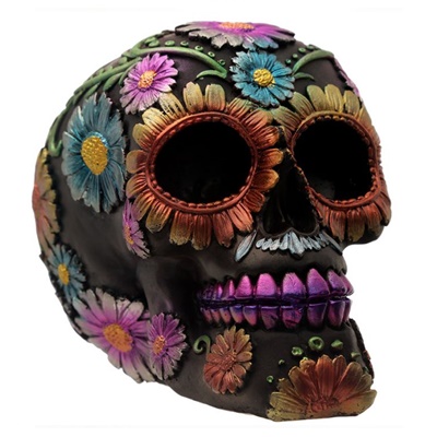 calavera dÍa de los muertos floral y metÁlica