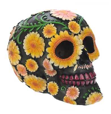 calavera dÍa de los muertos con margaritas