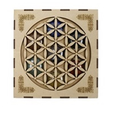 set minerales 7 chakras caja flor de la vida