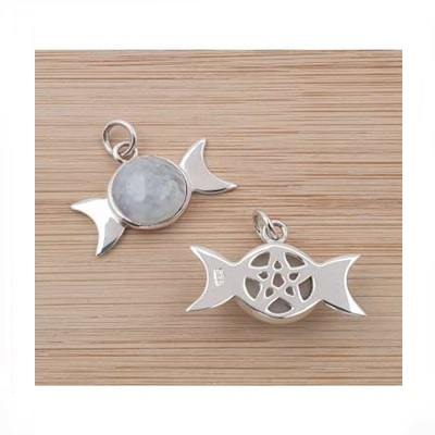 amuleto triple diosa piedra luna plata