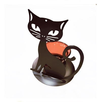 gato portavelas rojo