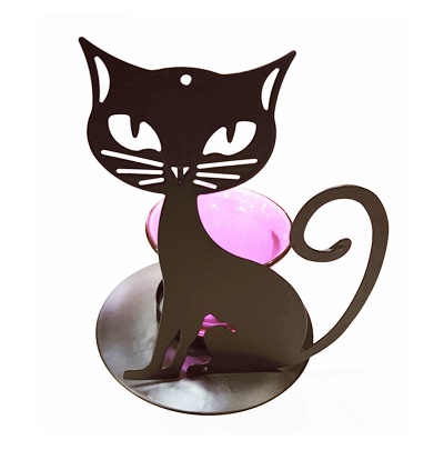 gato portavelas morado