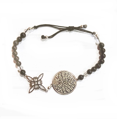 pulsera nudo brujas tetragramatÓn obsidiana turmalina y cuarzo