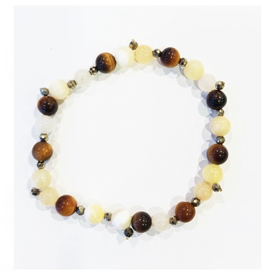 pulsera ojo de tigre calcita amarilla Ágata y pirita