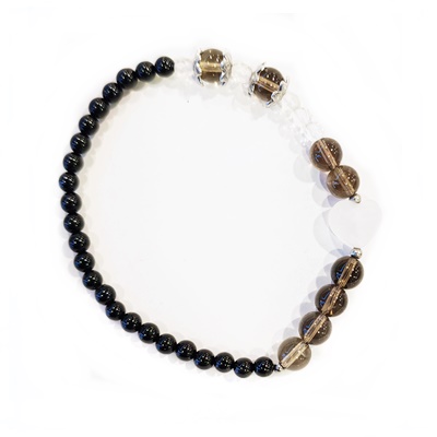 pulsera cuarzo ahumado turmalina negra y cuarzo